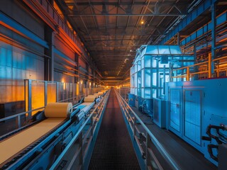 Fototapeta premium Automated Paper Production Line in a Modern Factory