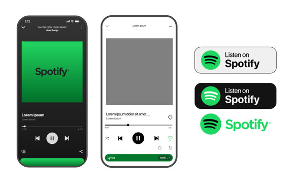 Spotify music streaming app mockup with playlist UI and player screen layout design
