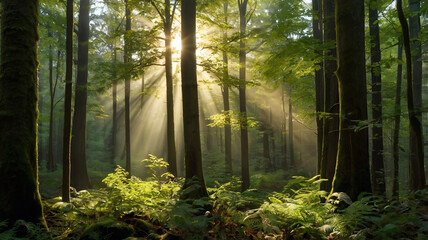 Obraz premium misty morning in the forest