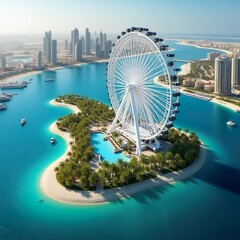 Luxurious Bluewaters island and the majestic Ain Dubai ferris wheel