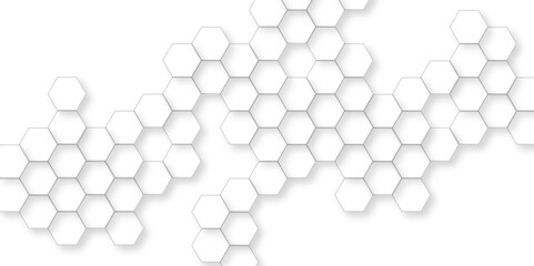 Abstract white hexagon concept background, soft white background, beautiful geometric pattern white gray hexagonal, illustration geometry science and technology.
