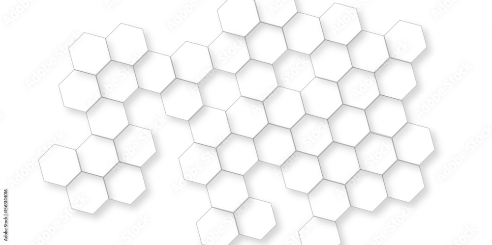 Poster abstract hexagon honeycomb white background, technology abstract background with hexagons mesh, futu