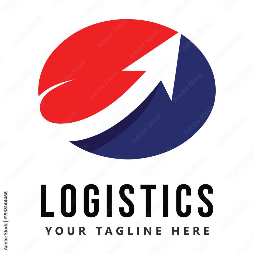 Fototapete Transport logistic logo of express arrow moving forward for courier delivery or post mail shipping service vector isolated icon template