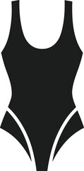 Simple One-Piece Swimsuit Silhouette Vector – Flat Monochrome Swimwear Illustration