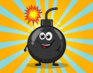 Cartoon bomb with happy face