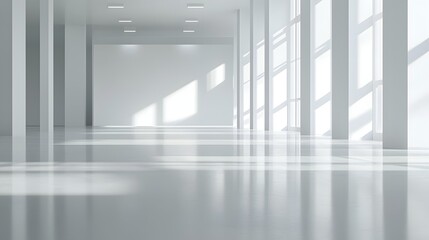 Bright and Spacious Interior with Sleek White Walls and Floor