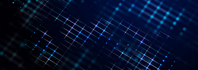 Abstract digital communication points. Technological background. Network connection structure. Color plexus effect. 3D