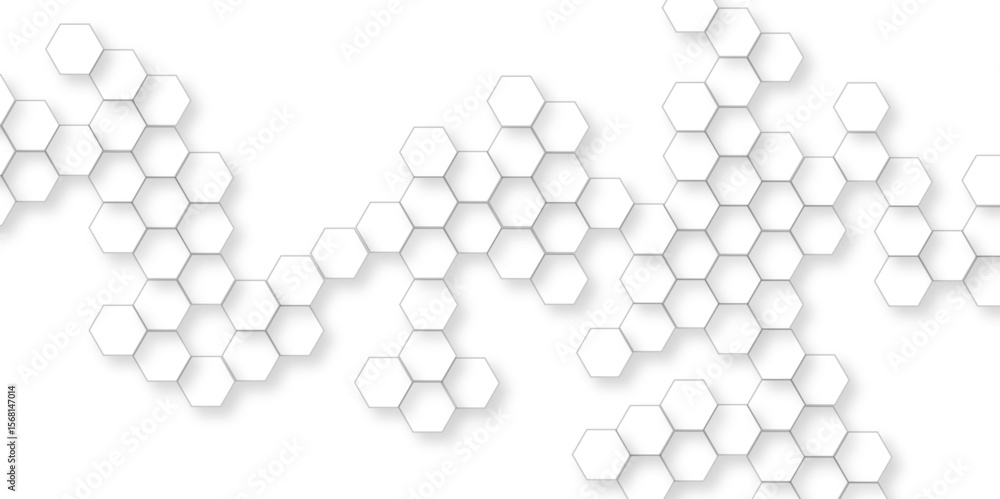 Poster abstract hexagon honeycomb white background, technology abstract background with hexagons mesh, futu
