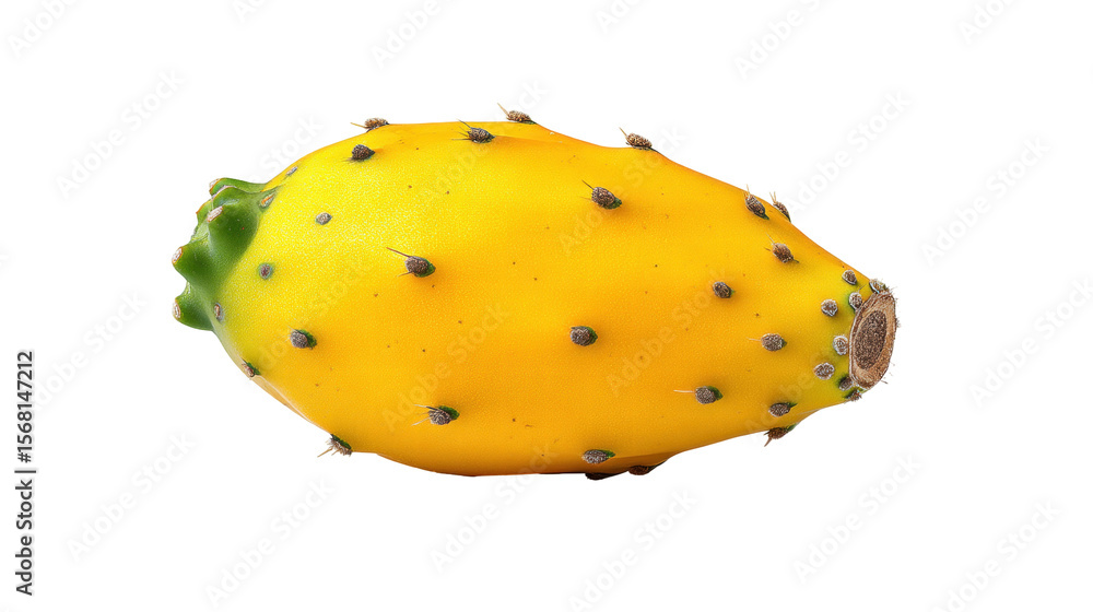Poster yellow prickly pear fruit isolated on transparent background with sharp thorns visible