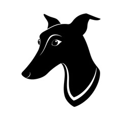 Black silhouette of a greyhound head mascot logo on white background vector illustration