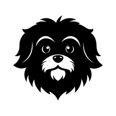 Black silhouette of a shih tzu head mascot logo on white background vector illustration