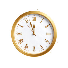 Golden Countdown Clock Icon with Blank Circular Face in 3D Style on Transparent Backdrop