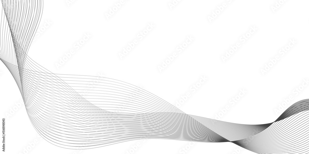 Poster abstract wavy line black stream element for design, illustration of overlapping curved gray line for