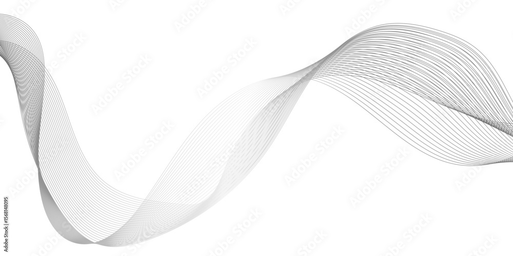 Poster abstract wavy line black stream element for design, illustration of overlapping curved gray line for