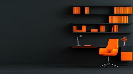 Modern Orange and Black Home Office Workspace