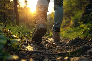 Premium Quality Visual of First Step on Hiking Trail, Beginning a Journey of Exploration