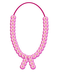 Traditional Indian Pink Flower Garland Isolated on Black Background – Floral Wedding or Festival Decoration