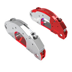 Naklejka premium Two modern utility knives in red and gray colors