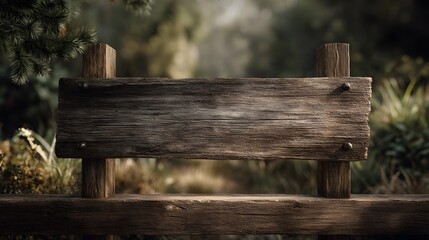 Naklejka premium Rustic wooden signboard in a countryside setting