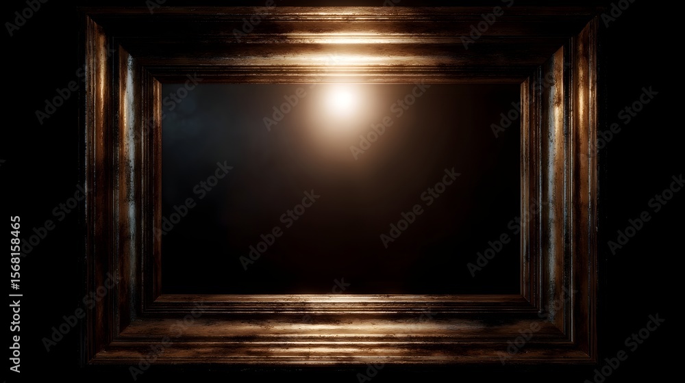 Aufkleber classic mirror frame with blank reflection center warm lighting and sharp focus