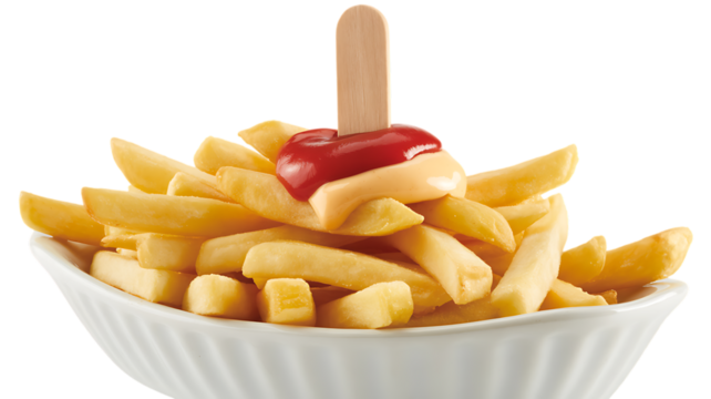 Crispy Golden French Fries with Ketchup and Cheese Sauce A Delicious Treat