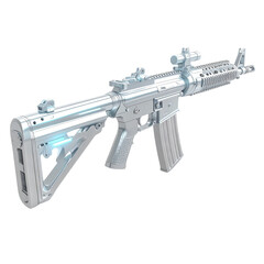 White assault rifle isolated on black background