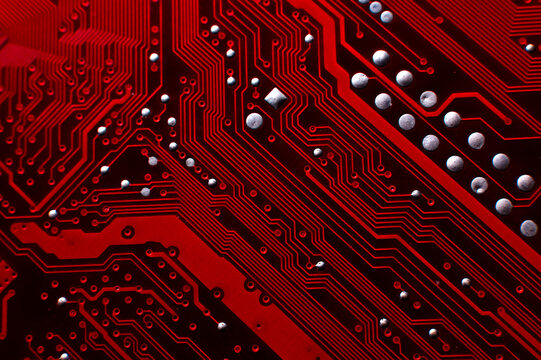 Abstract computer technology red background banner futuristic business data technology modern concept board shape lines structure connection - Powered by Adobe