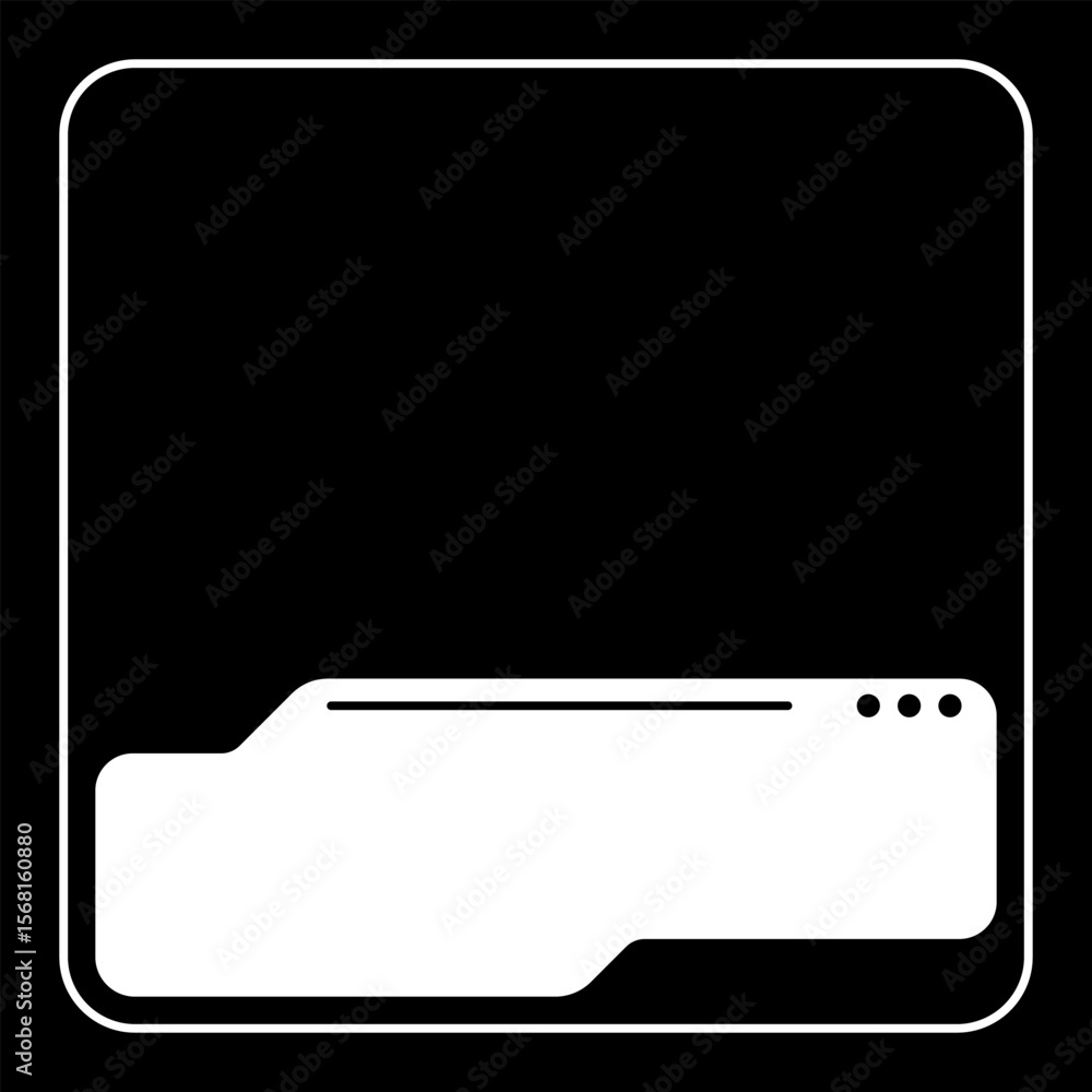 Poster minimalist black and white folder window graphic. clean simple file explorer frame with rounded corn