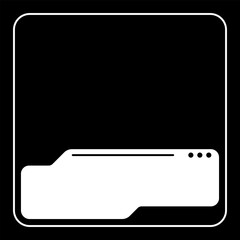Minimalist Black and White Folder Window Graphic. Clean Simple File Explorer Frame with Rounded Corners and Outline Style.