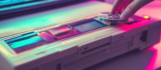 Retro data storage vibe showcasing an vintage drive unit with a film reel
