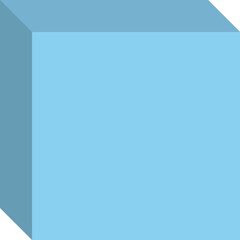 Cube, volumetric geometric figure, transparent background, baby blue color