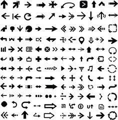 Universal Arrow Library — Silhouette Icon Set Featuring Multi-Directional, Geometric, and Symbolic Arrows for Design and Navigation