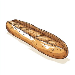 Hand-drawn illustration of a baguette