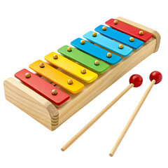 Colorful Toy Xylophone Wooden Musical Instrument for Kids Isolated on Transparent Background PNG