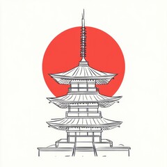 Japanese Pagoda Drawing