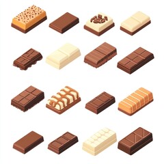 Assorted isometric chocolate bars