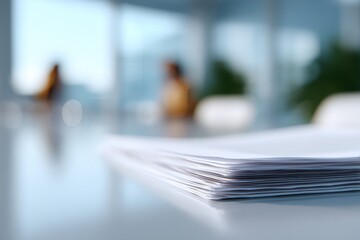 Background with office meeting table and blurred documents