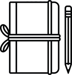 Bound to Learn &mdash; Silhouette Illustration of Notebook with Bow and Pencil in Academic Minimalist Style