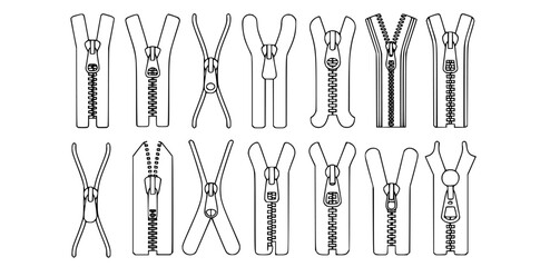 Various zipper designs and styles fastener clothing