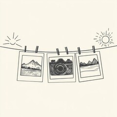 Vintage instant photos drying