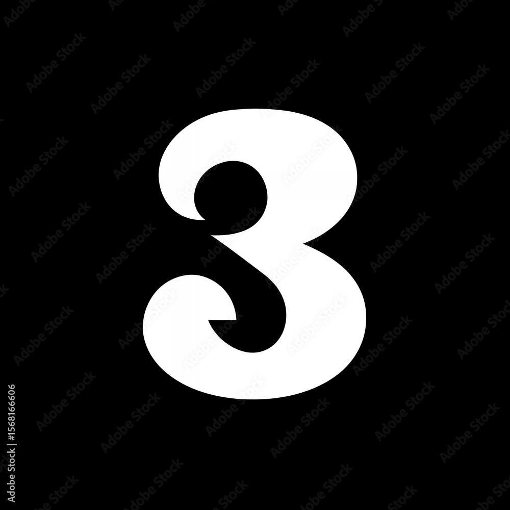 Fototapete number three digit black background bold typography graphic design element