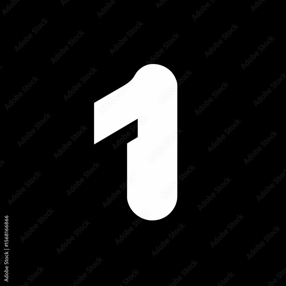 Poster number one white numeral on black circle background graphic design element