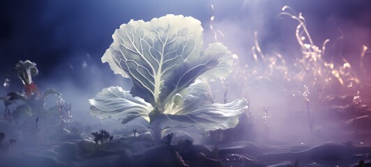 a light cabbage , coming out of the smoke,ai generative
