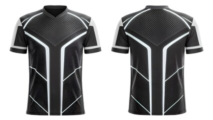 Modern Sports Jersey Mockup Black and White Geometric Design Template for Sublimation Printing