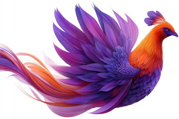 Obraz premium Vibrant illustration of a stylized bird with flowing feathers.