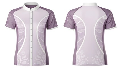 Elegant Women's Short Sleeve Shirt Mockup Front and Back Views, Design Template for Apparel