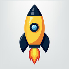 Cartoon Rocket Launching into Space