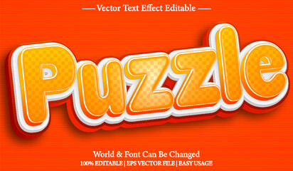 Puzzle Vector Text Effect Editable Alphabet Cartoon Game Brain Solve