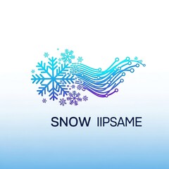 Fototapeta premium Abstract Winter Tech Design: Snowflake Circuitry Flowing in Cool Blue Gradient