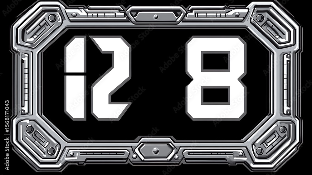 Poster digit display with futuristic frame.